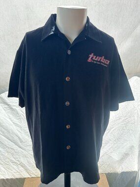 Vintage Steady Last Call Men's Black Bowling Turbo Hi Tech SS Button Front Shirt